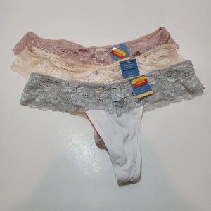 Simply Vera Wang Thong Panties Size 5 S Small 3 Pack White Pink 21051 Lace NWT